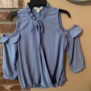 Krazy Kat blue cold shoulder top-medium